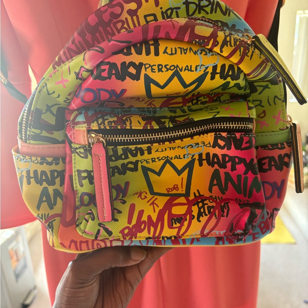 Multicolor Graffiti Small Backpack - image 3